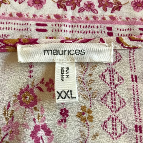 Maurices Chiffon Scoop Neck Cap Sleeve Floral Top Size XXL Pink Gold - Picture 5 of 6